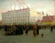 johan krouthen stoa torget oil on canvas